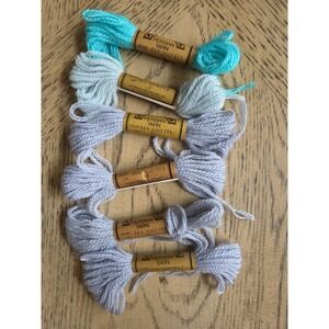 Paternayan Yarn Persian 100% Virgin Wool Yarn Lot New Needlepoint Blues NOS